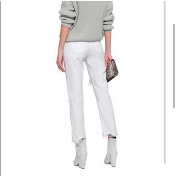 IRO Edwin Cropped Distressed High Rise White Jeans NWT - Picture 3 of 4